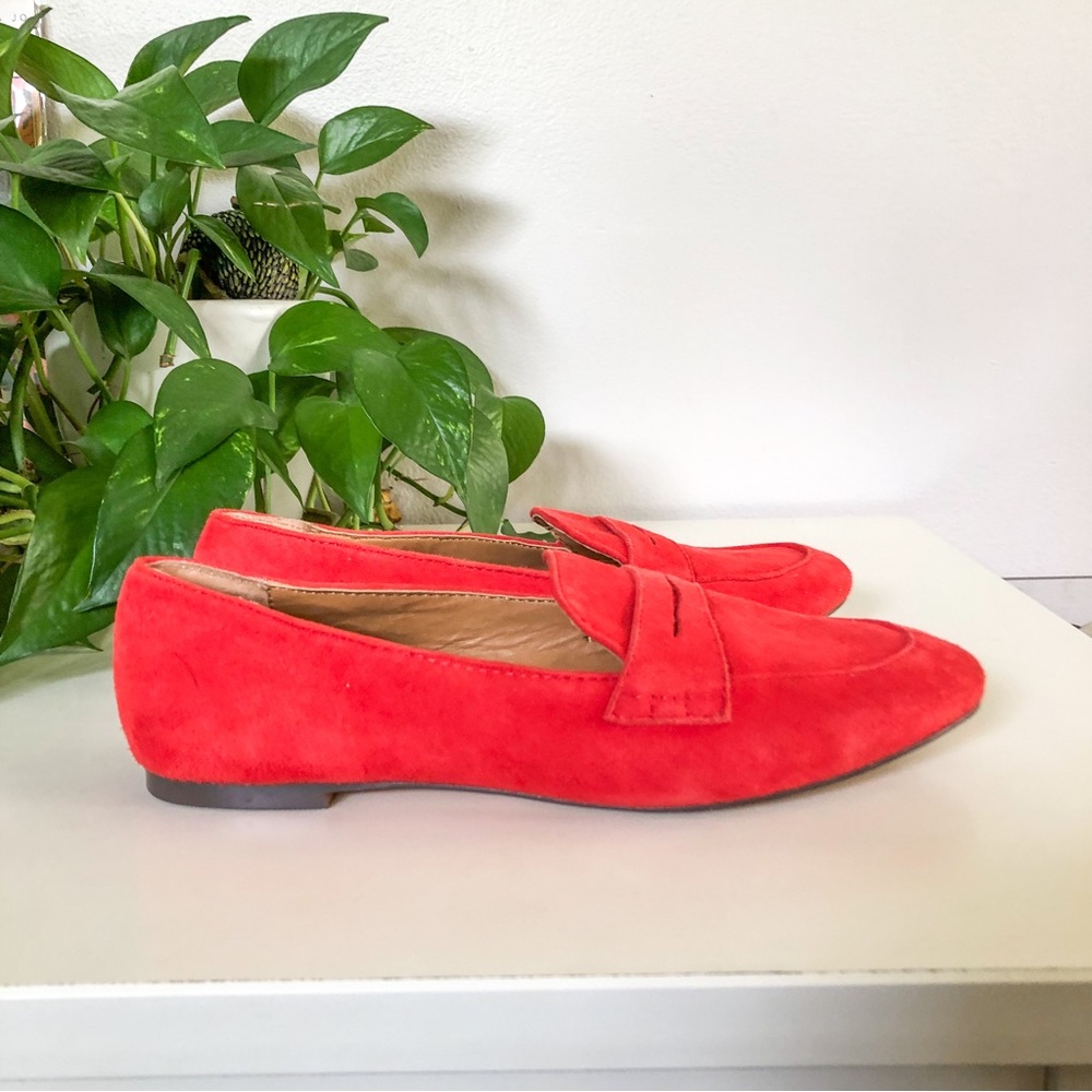 J. Crew Genuine Suede Loafers in Red